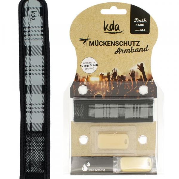 kda Mückenschutzarmband Dark-Edition lose Motive Karo grau